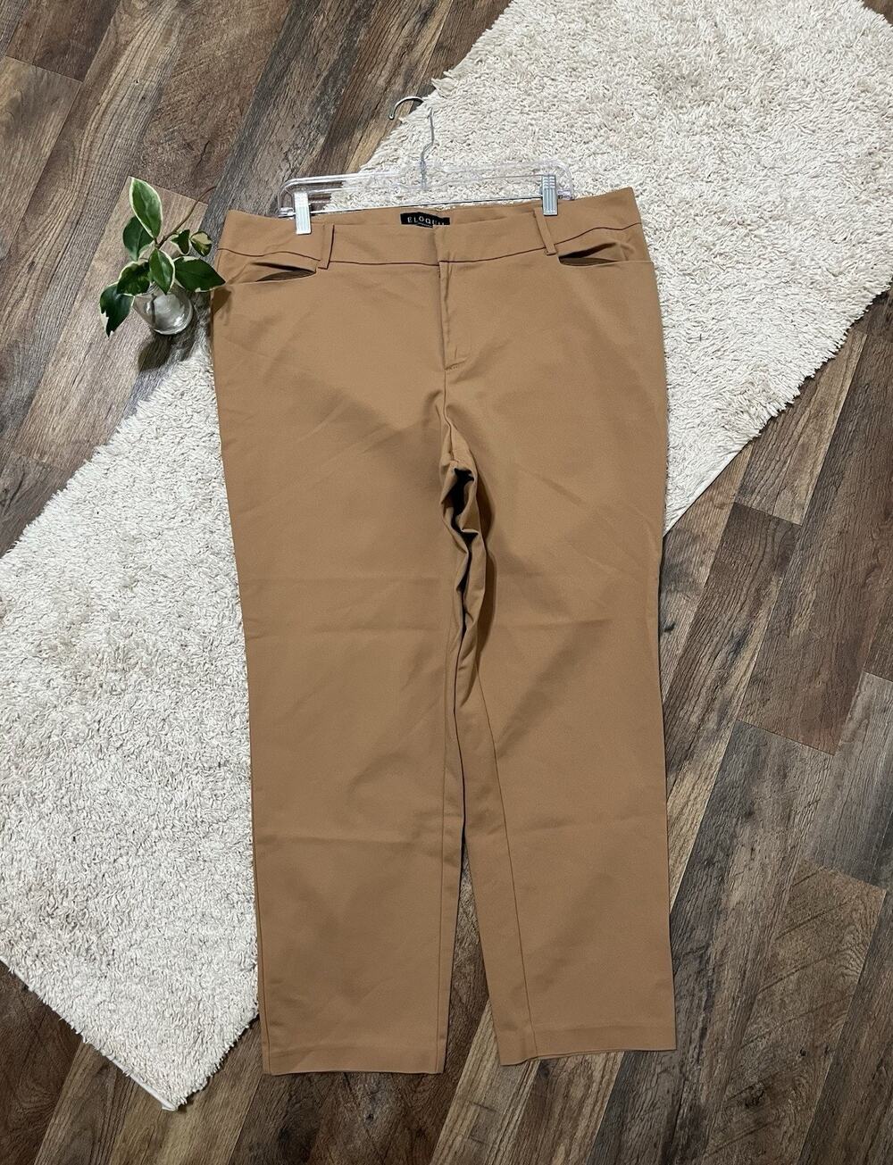 Eloquii 16 R Dune Brown Kady Fit Double Weave Ankle High-Rise Trouser Pants
